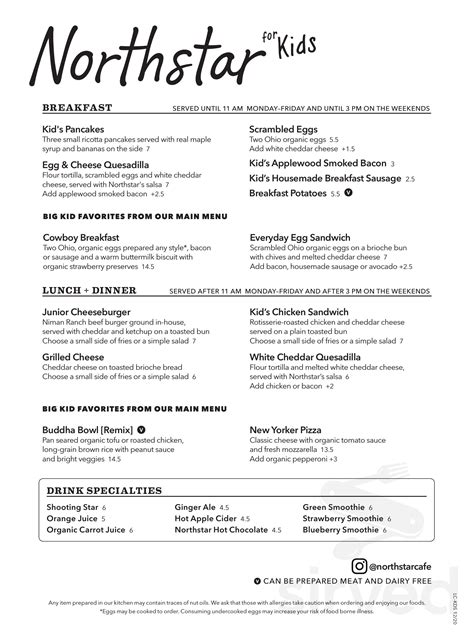 Cafe northstar - Locations & Menus. Live Jazz. About. FAQ. Gift Cards. Careers. powered by BentoBox. Order Online or from the Northstar App for curbside pickup! Serving breakfast, lunch and dinner daily at five locations throughout Columbus, Uptown Westerville, and in Liberty Township, Ohio.